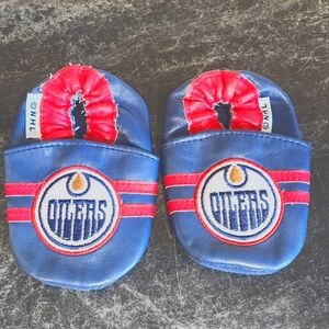 NHL Oilers Baby Slippers - Blue and Red
